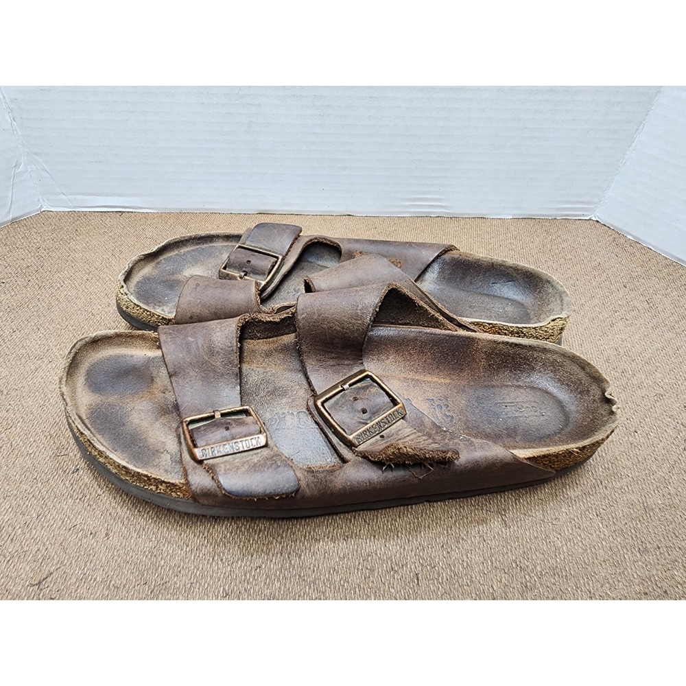 Birkenstock Two Strap Arizona Sandals Brown Leather Women 10 Men 8